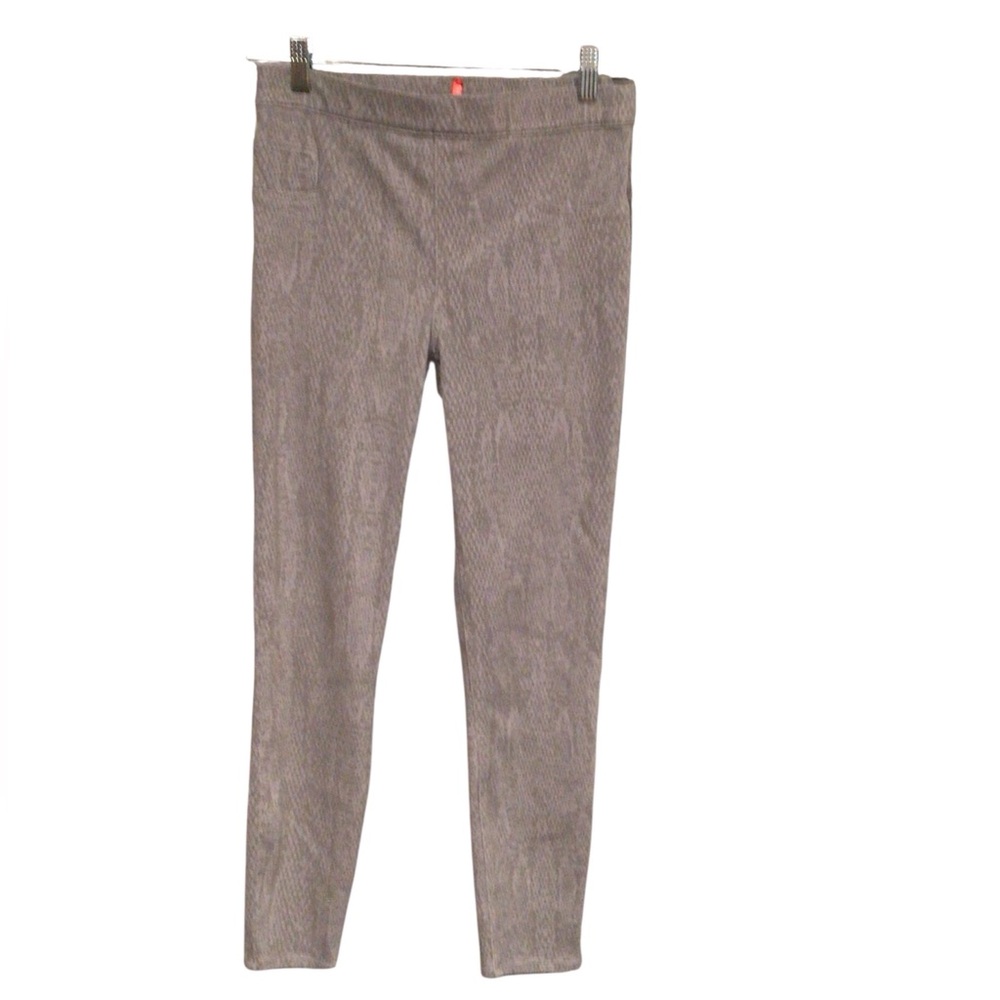 SPANX Cropped Gray Snakeskin Print Knit Tummy Control Leggings Size M
